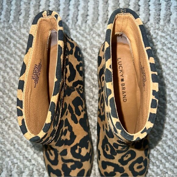 Lucky Brand Zaprika Suede Cheetah Pointed Toe Booties - Sz 6.5 - Picture 11 of 16